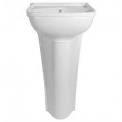 Petit lavabo à colonne avec bonde - 365 x 270mm - couleur blanc
