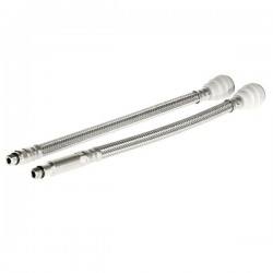 Flexible PVC blanc pour robinet mélangeur - 15mm, long.300mm, mâle 10mm