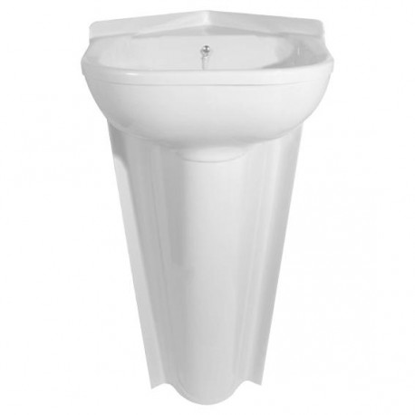 Lavabo d'angle encastré avec bonde - 410x420mm - couleur blanc