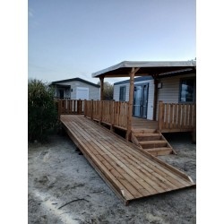 Terrasse mobil home PMR 6x3m semi couvert 3x3,4m