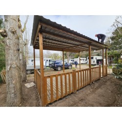 Terrasse mobil home spéciale 6x3m couverte polytuile