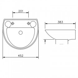 Lavabo céramique LECICO ATLAS larg.450mm x profondeur 390mm couleur blanc