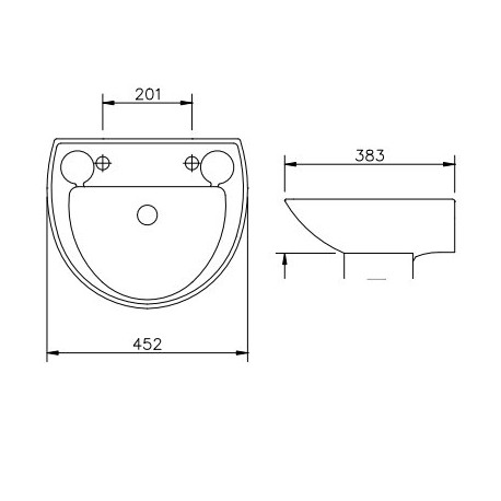 Lavabo céramique LECICO ATLAS larg.450mm x profondeur 390mm couleur blanc