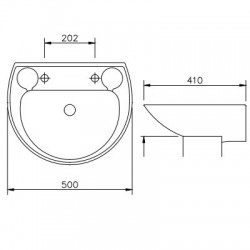 Lavabo céramique LECICO ATLAS larg.500mm x profondeur 426mm couleur blanc