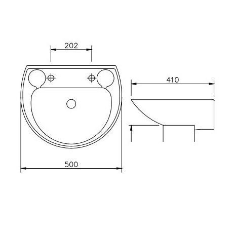 Lavabo céramique LECICO ATLAS larg.500mm x profondeur 426mm couleur blanc