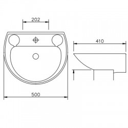 Lavabo céramique LECICO ATLAS larg.500mm x profondeur 426mm couleur blanc