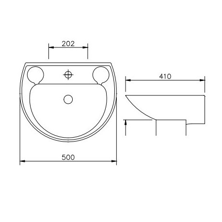 Lavabo céramique LECICO ATLAS larg.500mm x profondeur 426mm couleur blanc