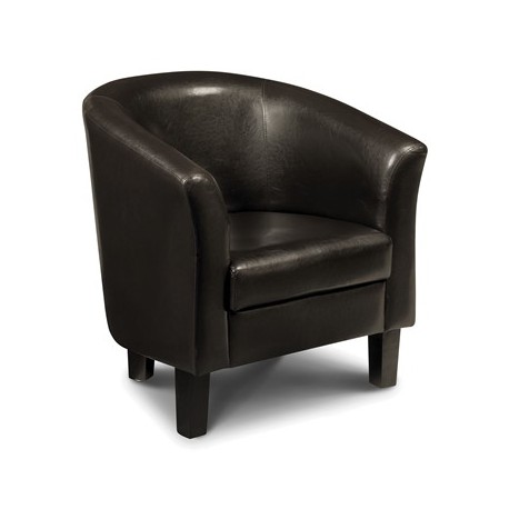 Fauteuil cabriolet GARRICK faux cuir marron foncé - dim.73x67x75cm