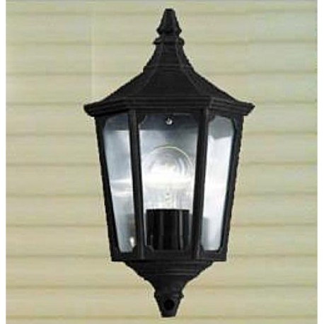Eclairage extérieur demi lanterne aluminium et verre IP44 425x240mm 60W E27 couleur noir